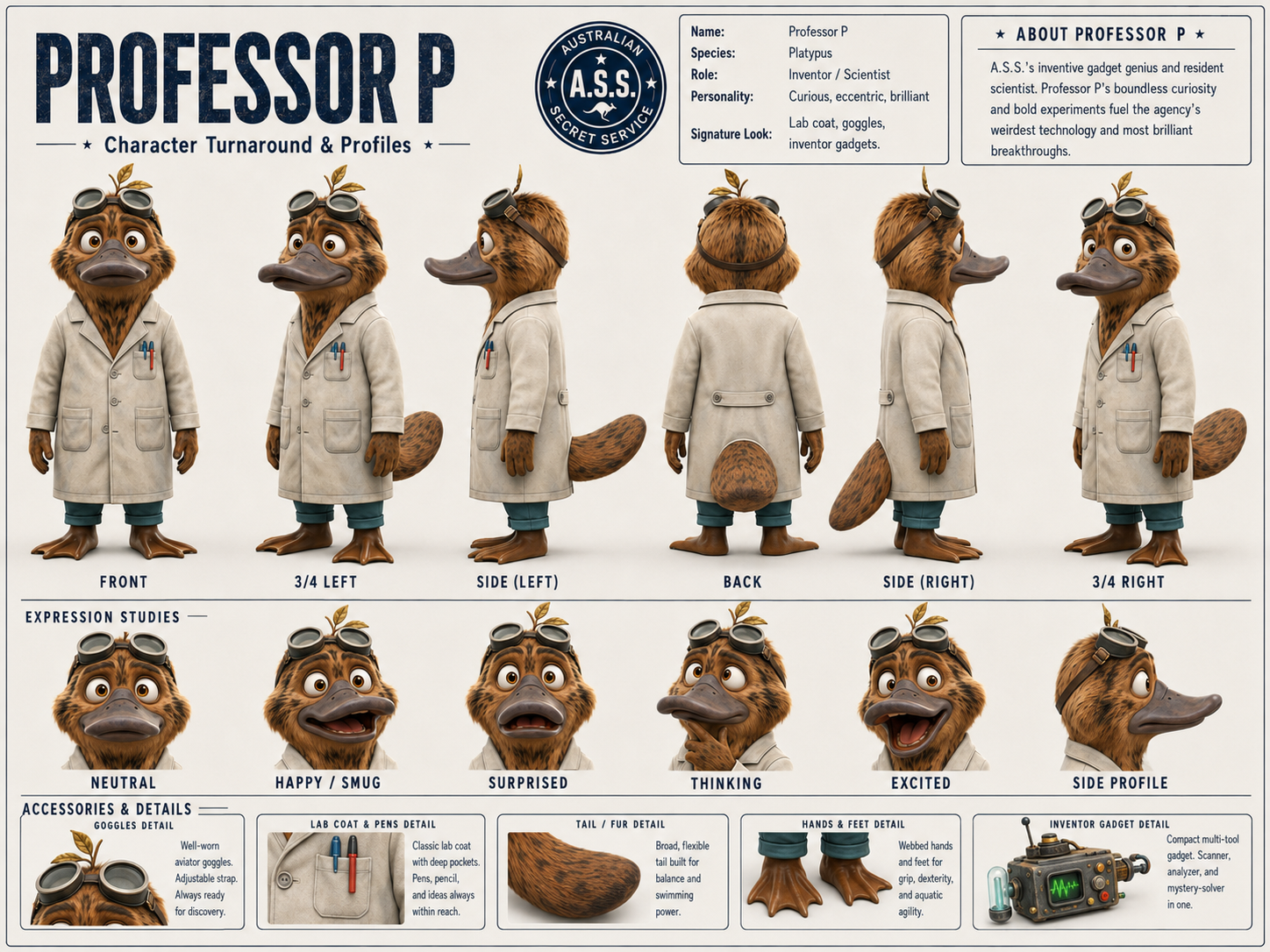 Professor “P” character profile